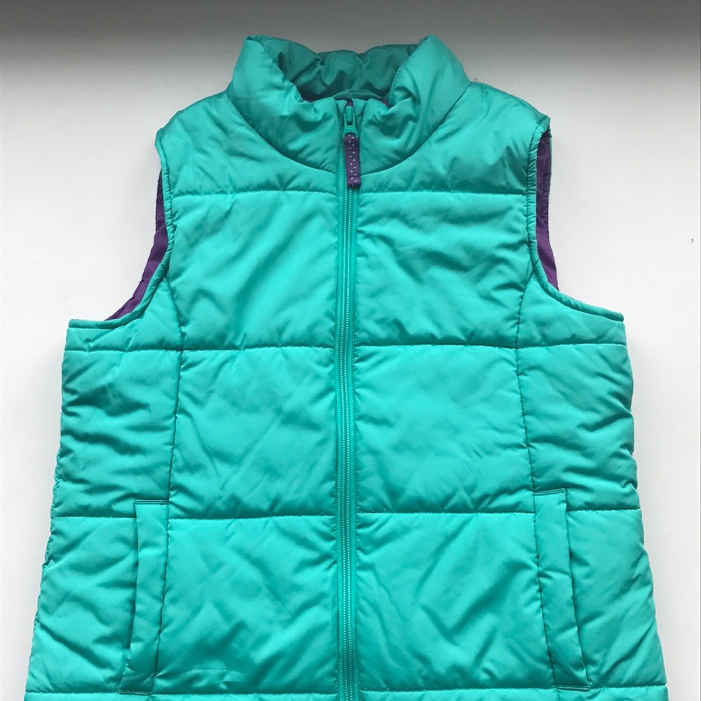 TEAL GIRLS LANDS' END FULL ZIP VEST SIZE 10-12 (M)